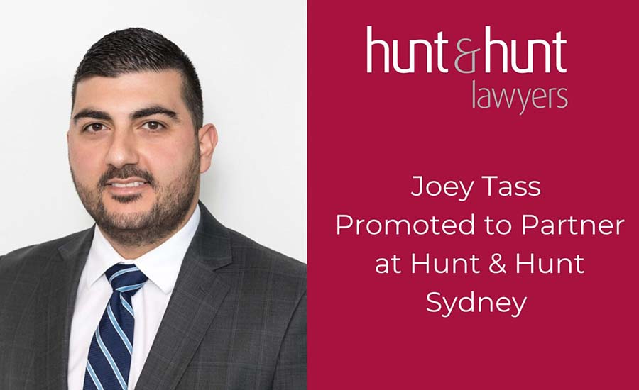 Joey Tass Promoted to Partner at Hunt & Hunt Lawyers Sydney